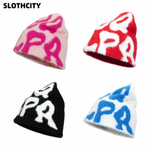 MEACulpa Custom Mohair Knitting Hat Jacquard Beanie with Warm Custom Logo Knitted Hats