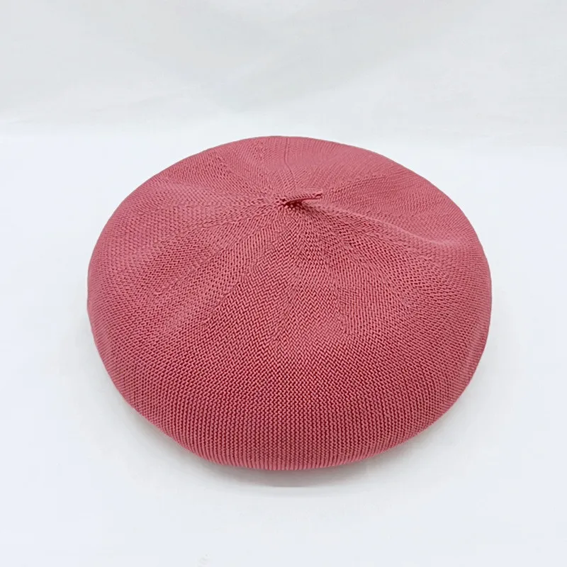 Summer Beret Hat Breathable Thin Beret Hat Size Adjustable Solid Color Beanie For Women - 图片 5