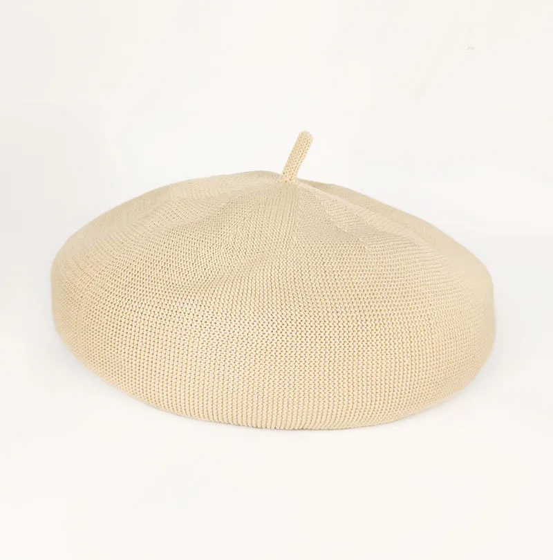 Summer Beret Hat Breathable Thin Beret Hat Size Adjustable Solid Color Beanie For Women - 图片 2