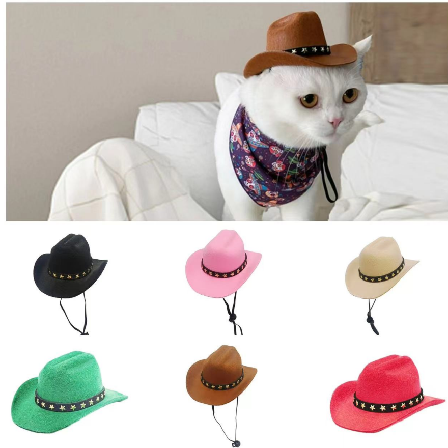 Cowboy Pet Hat Cosplay Cap for Dogs and Cats Six Colors